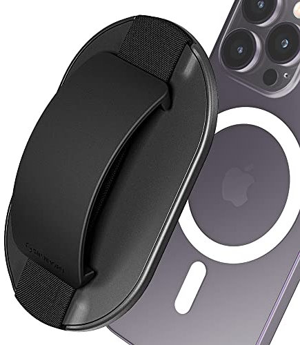 Sinjimoru 9mm schlank magnetisch 2 in 1 Telefonhalter für MagSafe Ständer, Silikon-Ständer für kabelloses Laden kompatibel mit iPhone 17 16 15 14 13 Serie. M-Sgrip Schwarz