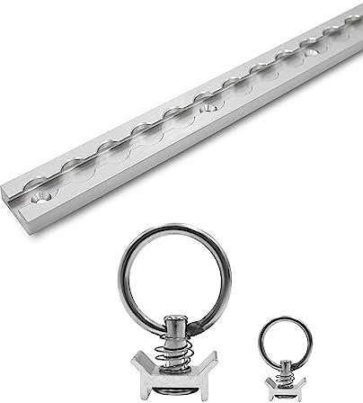 LABT Aluminium Airlineschienen Set mit Fittingen. 1x 0,5m Schienen 2X Zurrösen Eckige Airlineschiene zur Ladungssicherung für Anhänger, LKW, Wohnmobile - eloxierte Zurrschiene (Set 1)
