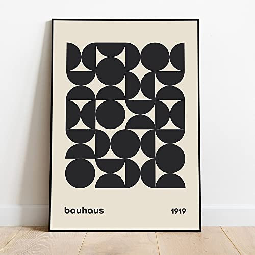 Bauhaus abstrakte Illustration Leinwand Malerei Mid Century Druck Vintage Ausstellung Poster schwarz Wand Kunst Bilder Home Decor (Color : A, Size : 50X70cm No Frame)