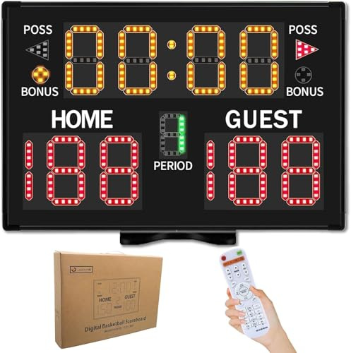 Lucky TIME Electronic Basketball Scoreboard with Buzzer, Digital Scoreboard with Remote,Portable Score Keeper Battery Powered High-Bright Score Board for Sports Games