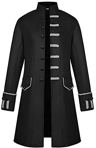 Halloween Herren Smoking Uniform Frack Mantel Uniform Schmale Passform Unterteile Oberteile Erfrischendes Oberteile Versorgen Kölner Kostüme Retro Gehrock Oversized Party Oberbekleidung（2-Black，4XL）