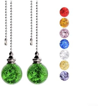 2 Pack Clear for CRYSTAL Pull Chain Extension Fan Pull Chains for CRYSTAL Ceiling Fan Pulls Fan Switch Extension With Connector For Ceiling Light Fan Chain(green)