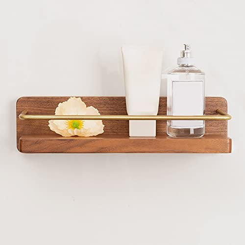 NevStp Mensola da doccia in legno massello, senza foratura, mensole galleggianti da parete per toletta, con gancio, organizer per asciugamani, per bagno, cucina, camera da letto, 3 pezzi