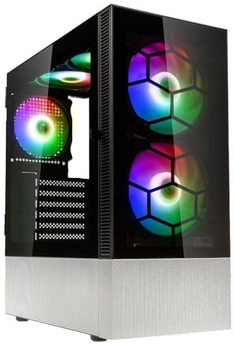 Kolink Observatory MX Glass PC-Gehäuse, Kolink Umbra ARGB-Lüfter, Mesh-PSU-Verkleidung, Glasfrontplatte, SPCC-Stahl, Midi Tower, Schwarz und Weiß
