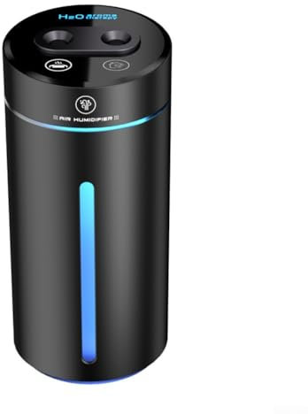 380ml Auto Luftbefeuchter, USB Lade Mini Ätherisches Öl Diffusor mit Stimmungslicht, Doppelloch für Nano Spray Fahrzeug Luftbefeuchter (Schwarz)
