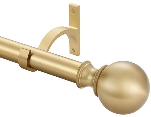 Hosmile Gardinenstangen, warm, goldfarben, 71,1 bis 213,6 cm, verstellbar, teleskopierbar, dekorativ, hält bis zu 13,6 kg