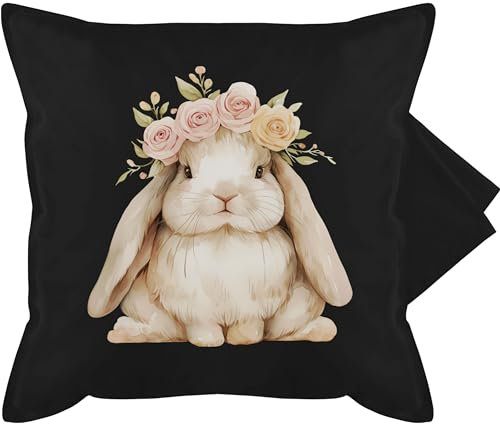 Kissenbezug - Kissen - Süßer Hase Ostern I Osterhase Geschenke I Osterüberraschung I Oster Hase - 50 x 50 cm - Schwarz - Hasen osterhasen Ostern kissenbezüge mit hasenmotiv häschen