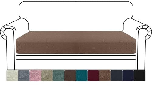 YSTELLAA Stretch Sitzkissenbezug, Sofa Sitzkissenbezug rutschfest, Elastischer Sofa Sitzkissenbezüge, Universal Sitzkissen Bezug Wohnzimmer, Sofaschoner, 2 Sitzer, Braun