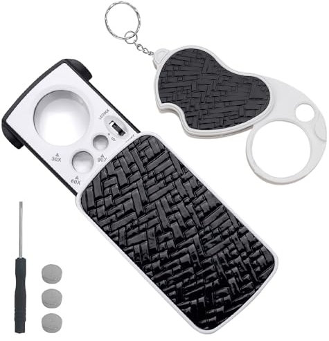 YANGUN Juwelier Lupe, 30X 60X 90X Vergrößerung Metall Faltlupe, Juwelierlupe, Linse 22 x 12mm Glas, für Schmuck Diamant Edelstein Münze