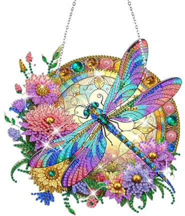 WakiHong 1 Stücke Libelle Diamond Painting Anhänger,Diamond Painting Türkranz, Diamond Painting Deko,Diamond Painting Windspiel,5d Diamond Painting,Diamond Painting Deko