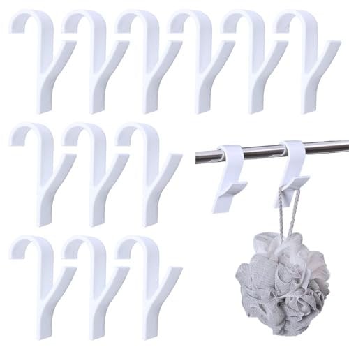 UILYNIU 12 Pcs Over Radiator Towel Rail Hooks Radiator Hooks Radiator Hanger Towel Radiator Brackets Shower Door Hooks Towel Ladders Towel Hooks for Bathrooms Vertical Radiator Towel Hanger (White)