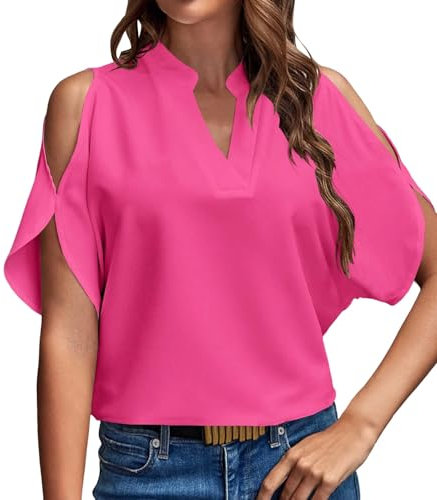 Generico Camicia Donna Lino Manica Corta Maglietta Rosa Donna Manica Lunga Maglietta Nera per Palestra Donna Pink T Shirt Vintage Magliette Donna Firmate