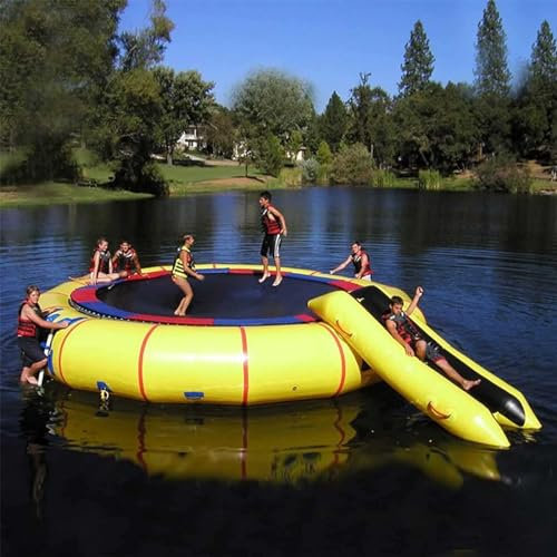 YXFAZPP Inflatable Lake Trampoline, Summer Water Diving Platform Swimming Pool for Adults, Bouncer, Sports Trampoline with Slide and Ladder, Water Floating Bed (4m)