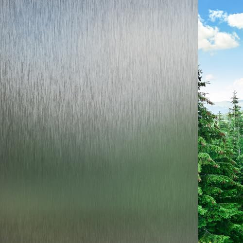 Beautysaid Window Film Privacy for Glass Windows, Frosted Window Film with Rainsilk Pattern, Anti-UV Static Cling without Glue for Home Bedroom Bathroom Office, 44.5 * 200 cm