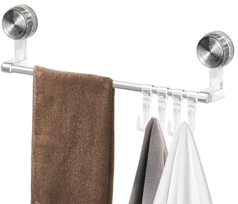 Zestvria Portasciugamani con ventosa, porta asciugamani da bagno | Portasciugamani a parete | Porta asciugamani da doccia | Porta asciugamani per bagno, cucina, lavanderia, doccia