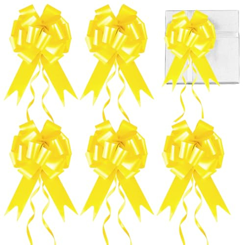Prmape 30 Pcs Gelb Geschenkschleife, Schleife Hochzeit Geschenk, Auto Schleifen für Hochzeit Gelb für Hochzeit Geburtstage Geschenkverpackung Auto Deko Tüten Zuckertüten