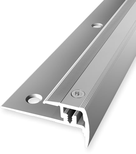 Treppenkantenprofil 21 x 21.5 x 2700 mm Winkelprofil Aluminium Geriffelt Versenkt Gebohrt Silber Einfasshöhe 4-9 mm Küberit