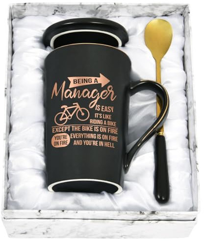 Joymaking Funny Mugs for Boss Manager Coffee Mug Best Manager Gifts Being A Manager is Easy It's Like Riding A Bike Mug Gifts for Boss Best Manager Gifts, 141Oz Black