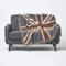 Homescapes Jacquard Decke Union Jack 150x200 cm, Baumwolldecke Vintage Style, Wohndecke blau-braun-Creme, Fransen-Decke britisch, Überwurf Sofadecke Baumwolle