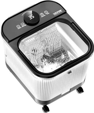 VEVOR Bañera de Hidromasaje para Pies de 35 a 48 °C con Ducha de Agua Ajustable, Bolas y Rodillos de Masaje, Bañera Remojo Pies con Pantalla LED y Temporizador a Aliviar el Estrés, 435 x 355 x 385 mm