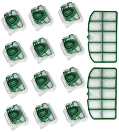 YFGSLED 12 Sacchetti for Aspirapolvere + 2 Filtri di Protezione Motore, Compatibili con Vorwerk, Compatibili con Kobold, VK200 VK Sacchetti for La Polvere Filtri di Ricambio for Spazzatrice