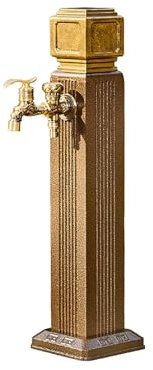 Fontaine à eau d'extérieur avec robinet et rallonge de tuyau pour jardin, terrasse, arrière-cour, colonne d'eau de jardin autoportante avec robinet extérieur anti-gel et support de tuyau d'arrosage