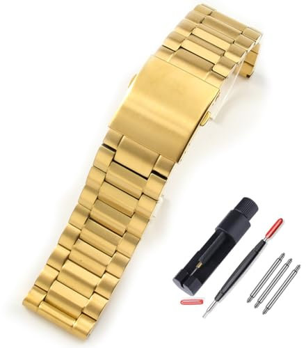 ZHUOLEI Diesel Uhrenarmband, Ersatz-Edelstahl-Uhrenarmbänder, 22 mm - 28 mm, mit doppeltem Verschluss, Metall-Ersatz-Uhrenarmbänder (Gold, 26 mm)
