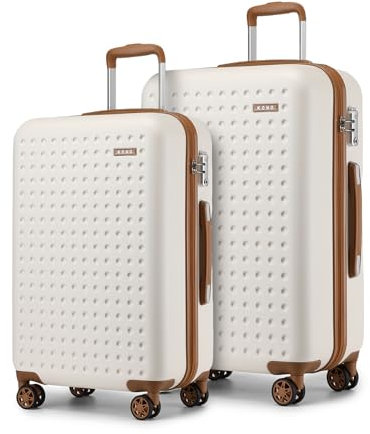 KONO Hartschalenkoffer Set Reisegepäck-Sets Koffer Trolleys ABS Reisekoffer mit 4 Spinnerräder Rollkoffer TSA-Schloss Weiß