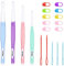 Häkelnadel 4 Stück Crochet Hook,Häkelnadel 8mm 10mm 12mm 15 mm Große häkelnadel Set mit Markierungsschnalle und Pulloverstich,ABS Plastik Häkelnadel Set für Strickpullover Schal Mütze Spielzeug
