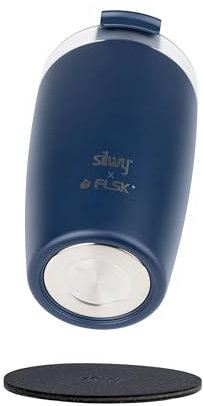 silwy® Magnet-Thermobecher TO GO MIDNIGHT inkl. Metall-Nano-Gel-Pad - Standfester Premium Kaffeebecher/Teebecher, auslaufsicher, hält Getränke 3 Std. heiß - für Camper, Zu Hause und unterwegs