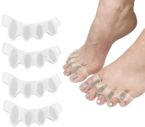 SUNFATT Zehenspreizer,4 Stück-Toe Spacer,wiederholbare waschbare Gel-hallux valgus korrektur,Zehentrenner zum Entspannen der Zehen,um Ballenzehen,Hammerzehen,Hallux Valgus zu lindern