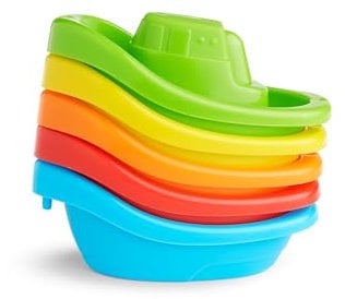 Munchkin Fleet of 5 Boats Bath Toy | Interactive and Fun Bath Toys for Babies and Toddlers | Easy Grip | Baby Essentials | Pack of 5