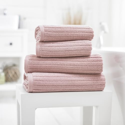 Deyongs Rialto Soft Ribbed Zero Twist 480 GSM 100% Cotton Towels (Pink, Bath Towel)