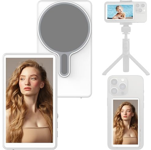 OBEST Telefon Vlog Selfie Monitor Bildschirm, Telefon Rückkamera Selfie Zubehör, Wireless Bluetooth Remote Shutter für iPhone und Android, für Vlogs Live Streams TikTok
