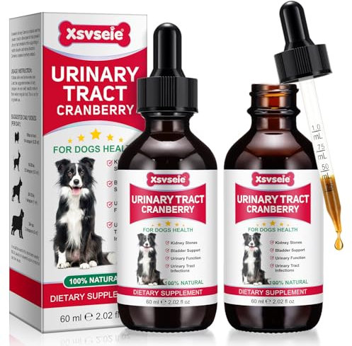 Gotas Naturales para Infección Urinaria en Perros - Tratamiento UTI con Extractos Vegetales, Alivia Cálculos en la Vejiga, Incontinencia y Síntomas del Tracto Urinario, 120ml (2Pcs)