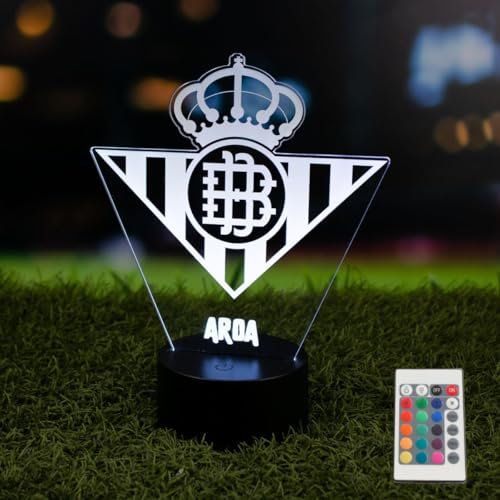 DEREGALOOS Lámpara LED Personalizada Betis. Escudo personalizado Betis con luz. Regalos Originales fútbol. Regalos para Aficionados del Futbol.