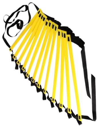 AMSLSIU Agility Ladder with Carry Bag Soccer Football Speed Ladders Adjustable Outdoor Drills Equipment Household Supplies, Yellow, 10Meter 20Rung