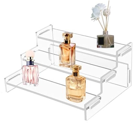 FYKZQWDS 3 Tier Clear Display Risers Stand, Perfume Stand Organiser, Transparent Perfume Tray Perfume Display Stand Suitable for Makeup Display and Storage Enthusiasts