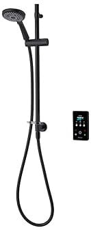 10.5 kW Thermostatic Electric Shower Kit - Smart Digital Shower with Anti-Twist Hose & Showerhead - Wall-Fed Black Electric Shower Set GEENVE13