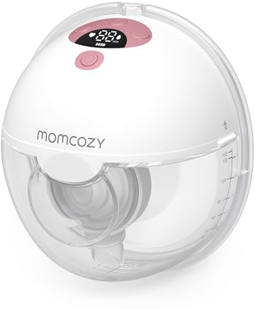 Momcozy M5 Smart Breast Pump, APP Controlled Wearable Hands‑Free Electric Pump, 3 Modes 9 Suction Levels, Portable Lightweight Pump, 24mm Flange, 1 Count, Cozy Red