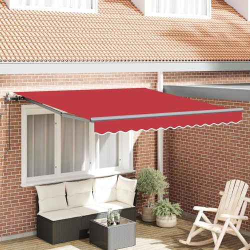 Automatische einziehbare Markise Rot 300x250 cm mit UV-beständigem Stoff und verstellbaren Armen für Terrasse und Balkon