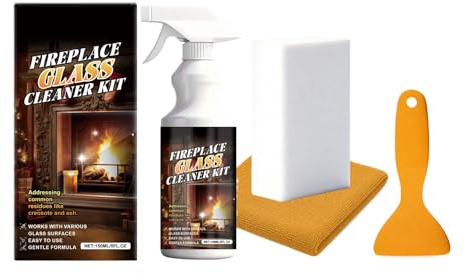 JINGLING Nettoyant pour cheminée - Avec grattoir et produit de nettoyage - 150 ml - Pour grille en acier, brique, pierre, carrelage - Pour l'intérieur et l'extérieur