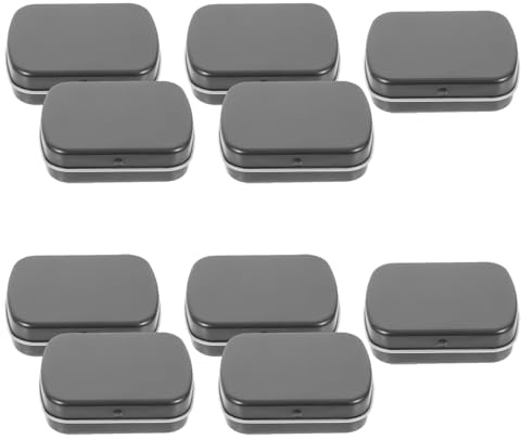 Abaodam Schwarze Eisen Aufbewahrungsbox mit Deckel, 10 Stück, Kompakt