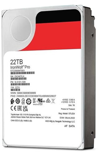IXRPVJM Disco Duro Pro ST22000NT001 NAS de 22 TB, 6 GB/s, 7200 RPM