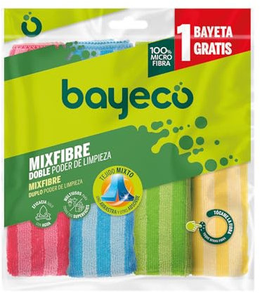 Bayeco -Bayeta Pack Multiusos Microfibra 100% 3+1 Gratis - Perfecta para todas las superficies - Desincrusta la suciedad más difícil , 4 Unidad (Paquete de 1)
