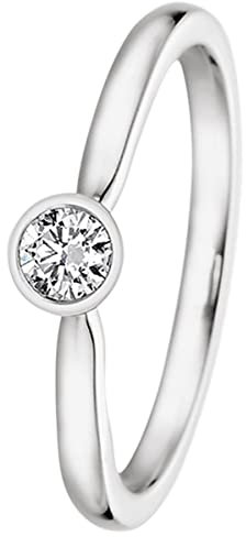 trendor Verlobungsring 585/14K Weißgold Diamantring 0,15 ct 532484-56 Ringgröße 56/17,8