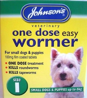 John-sons One Dose Easy Wormer Tablet Worming Tablet Dog Dewomer Tablets (1 -Small dog puppies up to 6kg)