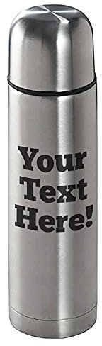 Personalised Brushed Steel Insulated Vacuum Flask 500ml - Engraved with Your Custom Text.