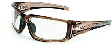 Gafas de seguridad Uvex by Honeywell Hypershock, marco marrón con lente transparente y revestimiento antivaho HydroShield (S2960HS)