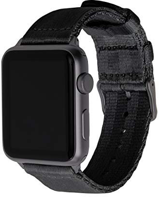 Archer Watch Straps - Cinturini in Nylon Tipo Cintura di Sicurezza per Apple Watch (Nero/Grigio Siderale, 40/41/42mm)